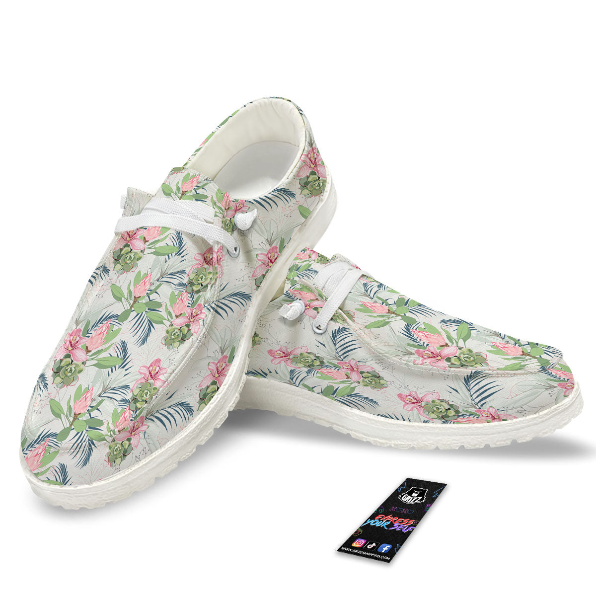 Protea Pink Print Pattern Black Loafers-grizzshop