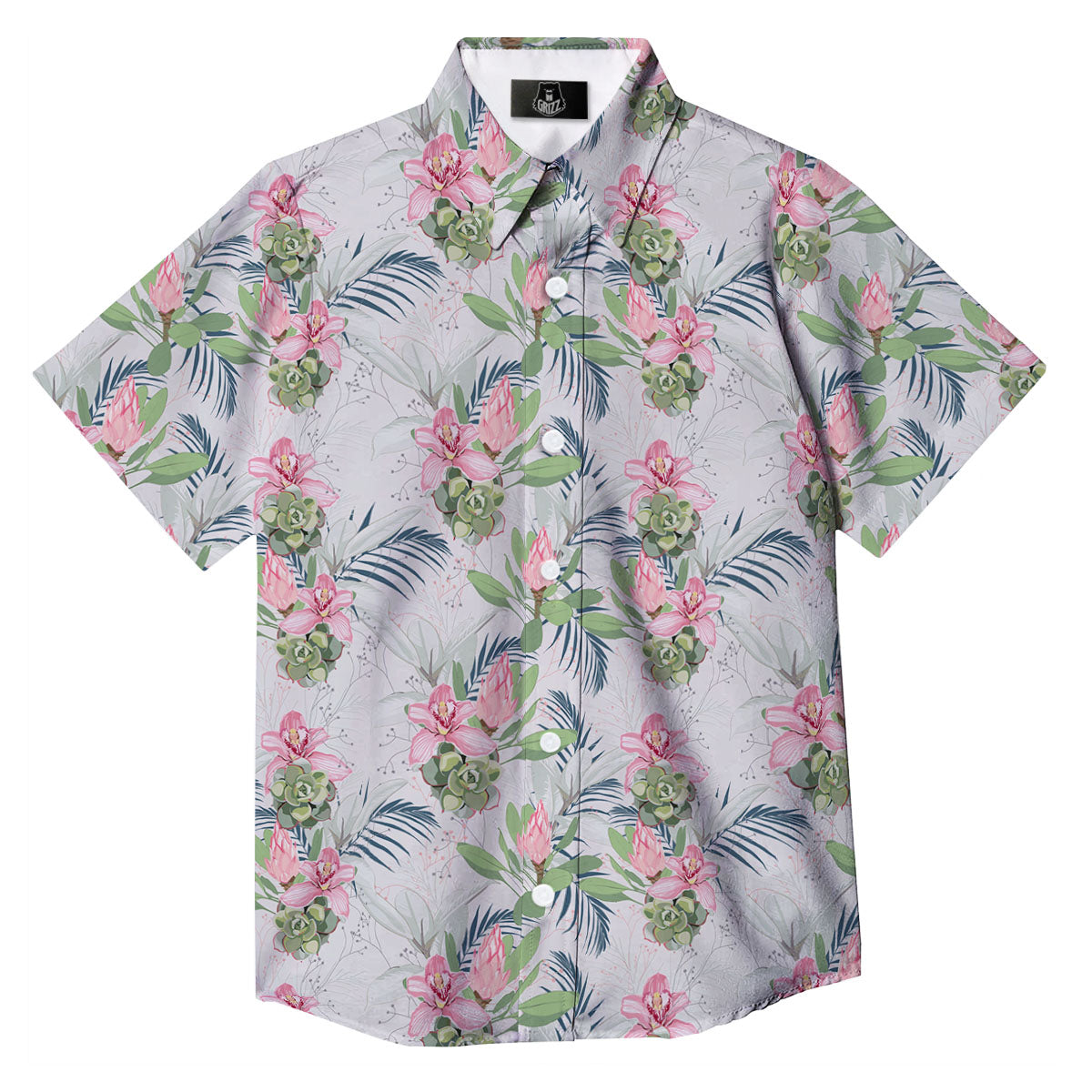 Protea Pink Print Pattern Button Up Shirt-grizzshop