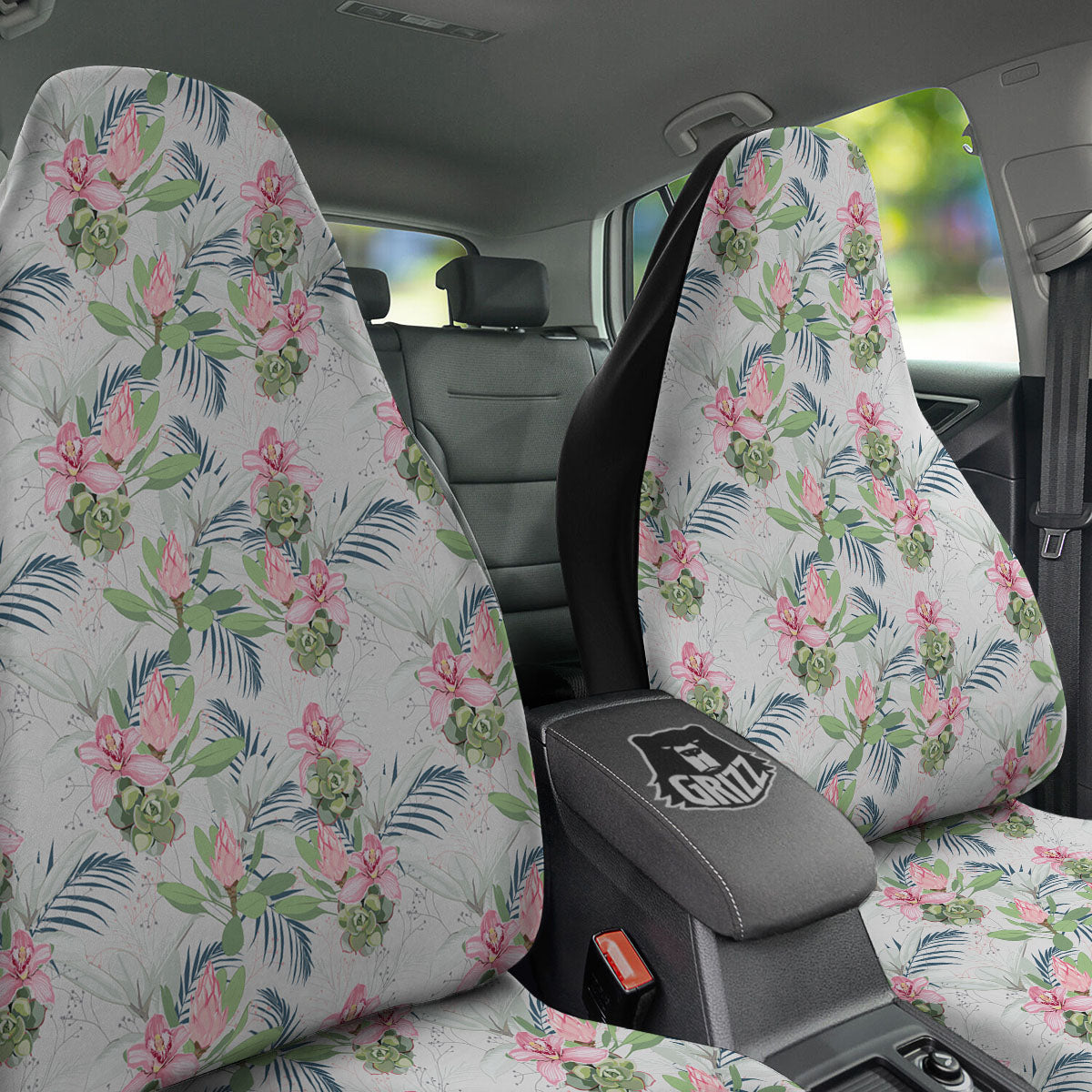 Protea Pink Print Pattern Car Seat Covers-grizzshop