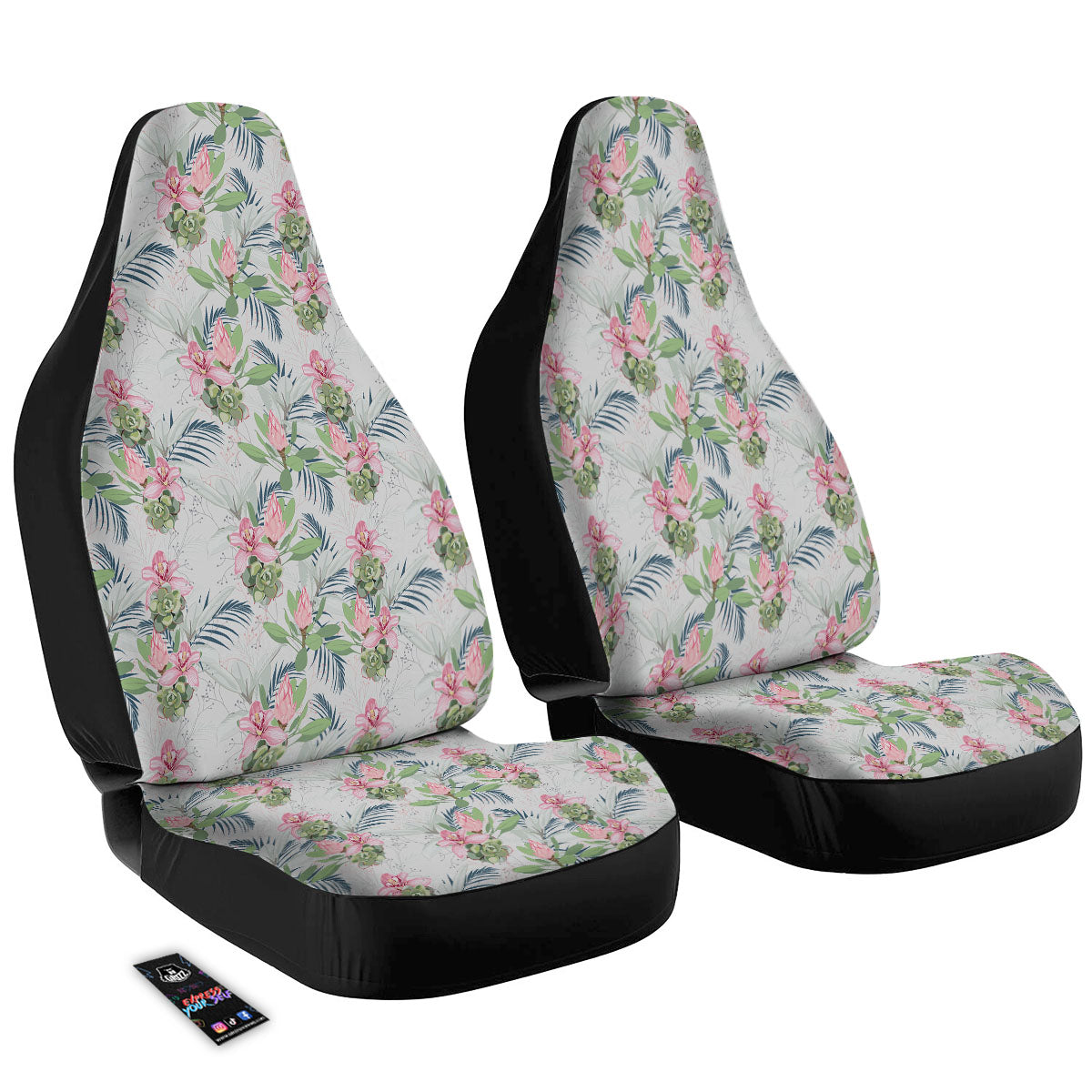 Protea Pink Print Pattern Car Seat Covers-grizzshop