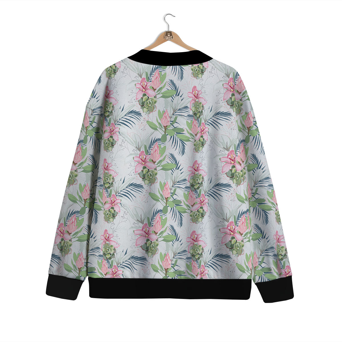 Protea Pink Print Pattern Cardigan-grizzshop