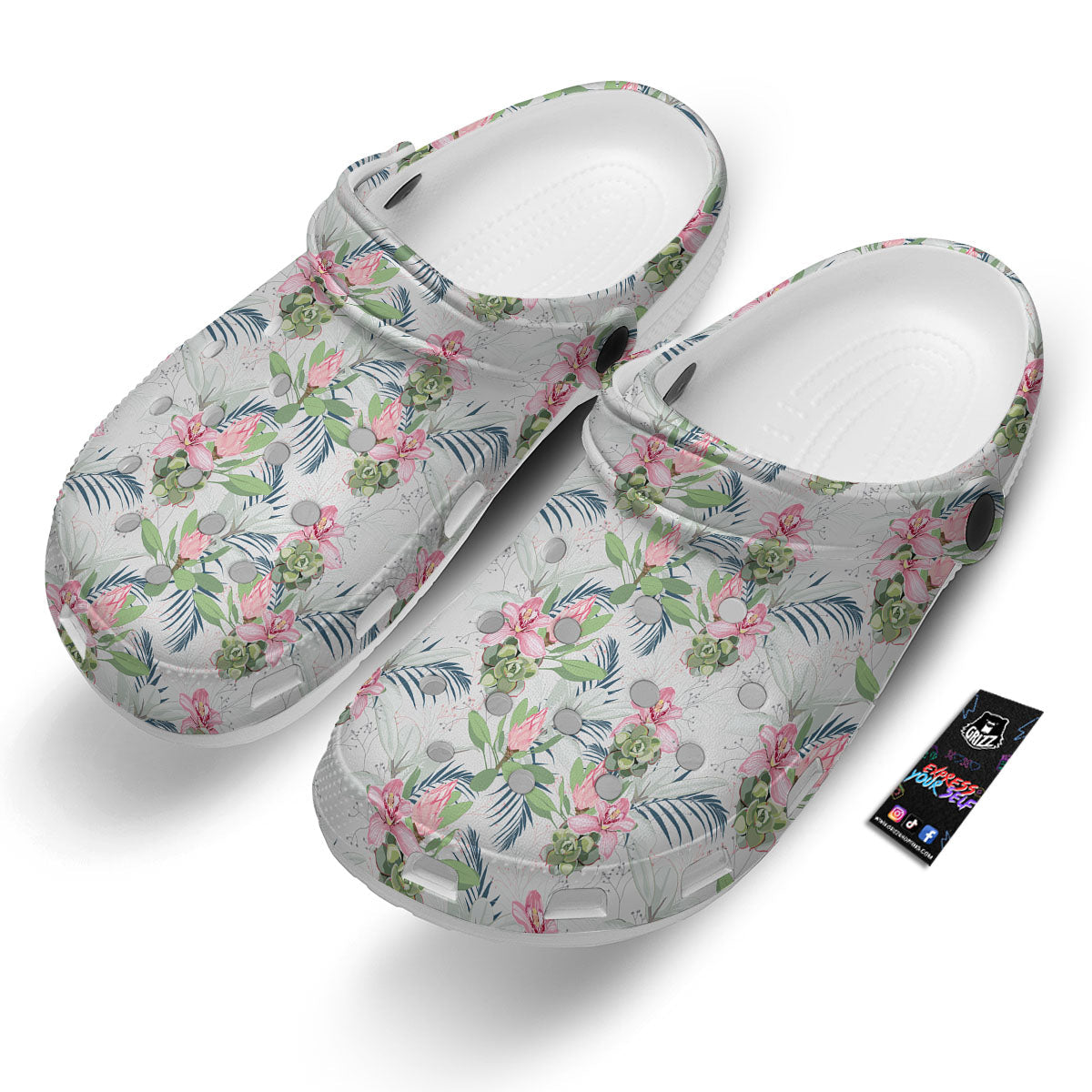 Protea Pink Print Pattern Clog-grizzshop