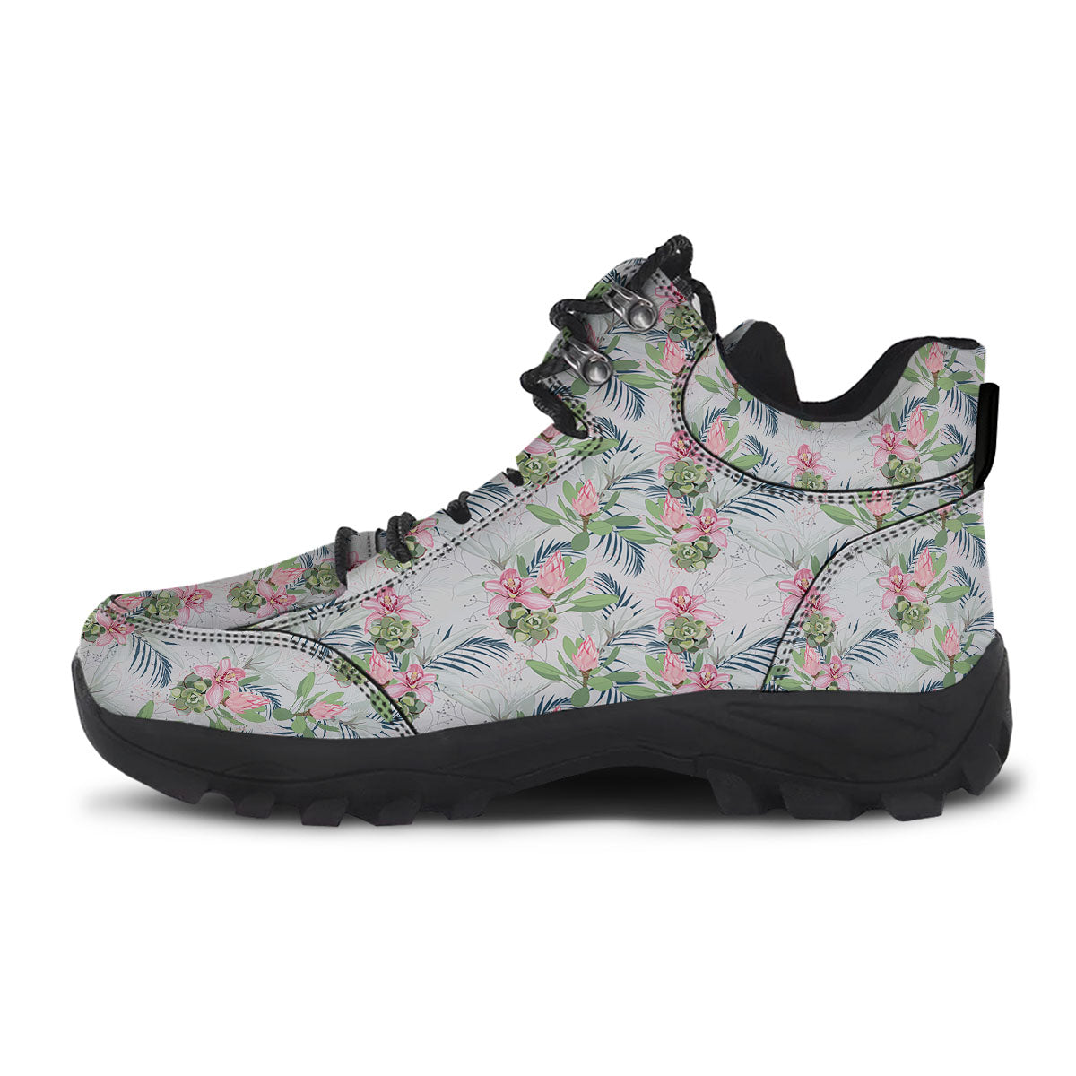 Protea Pink Print Pattern Hiking Shoes-grizzshop