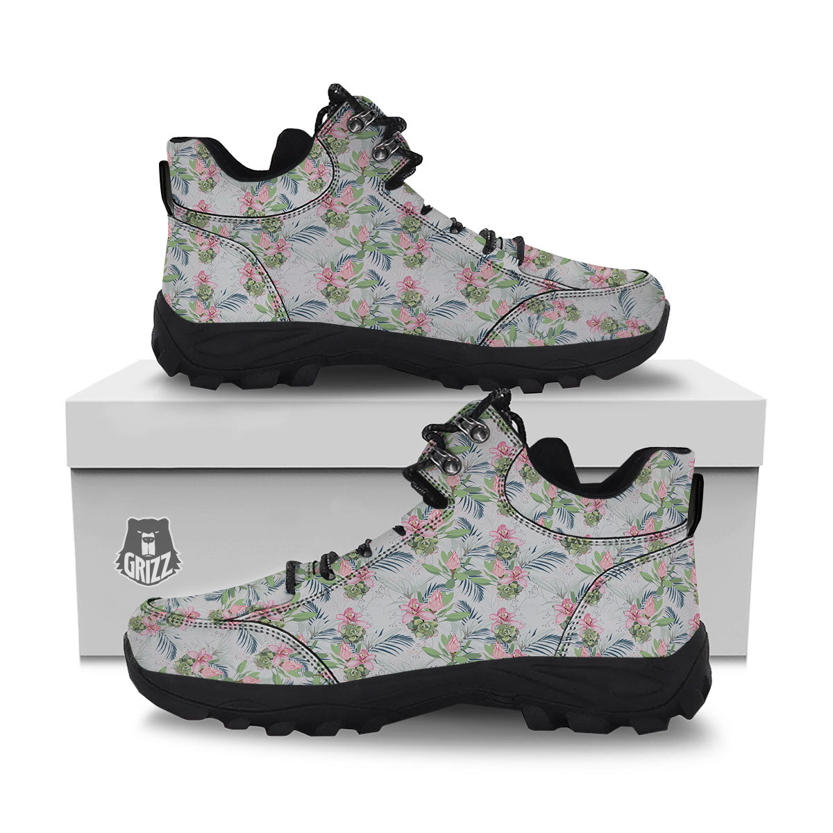 Protea Pink Print Pattern Hiking Shoes-grizzshop