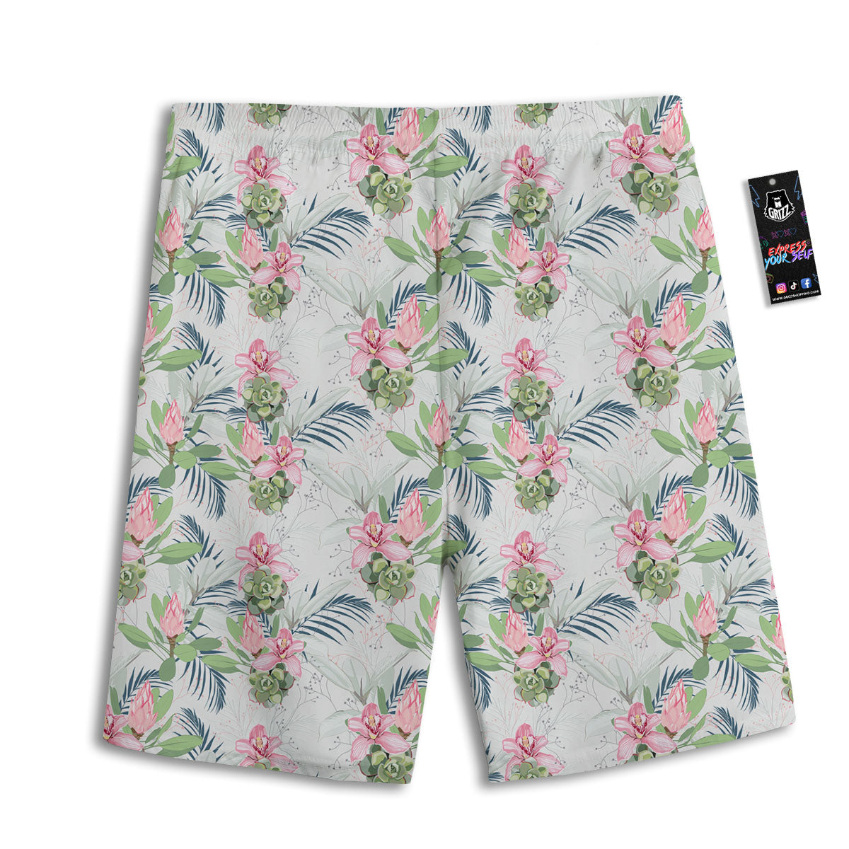 Protea Pink Print Pattern Men's Athletic Shorts