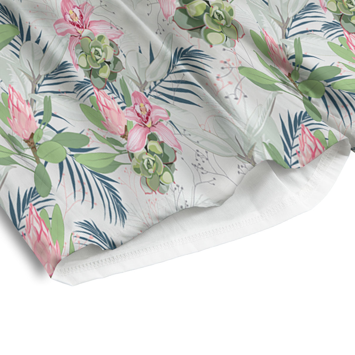 Protea Pink Print Pattern Men's Athletic Shorts