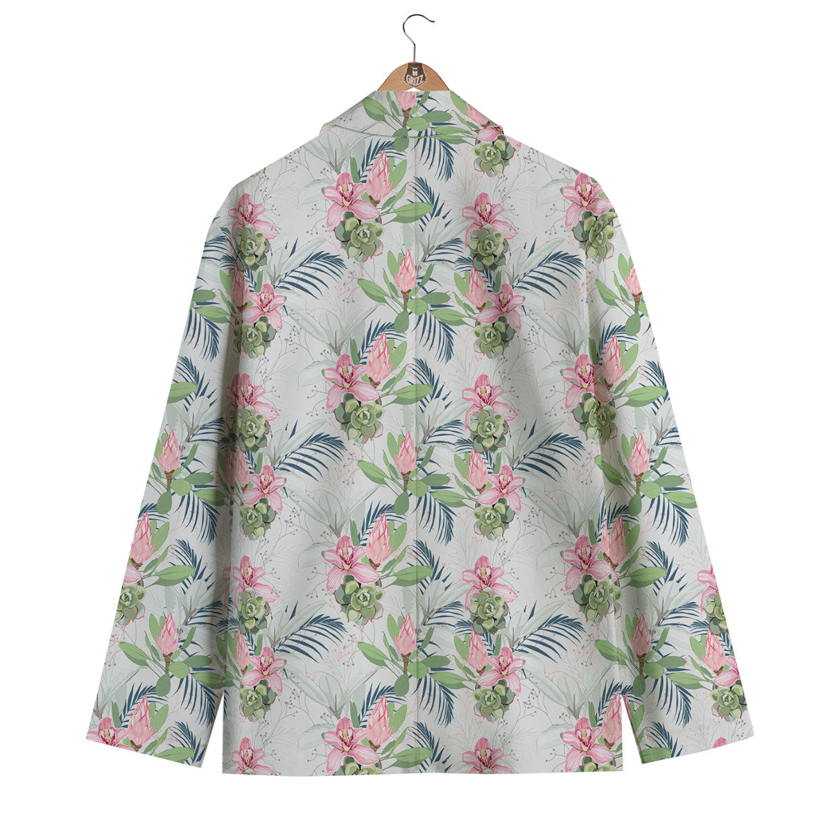 Protea Pink Print Pattern Men's Blazer-grizzshop