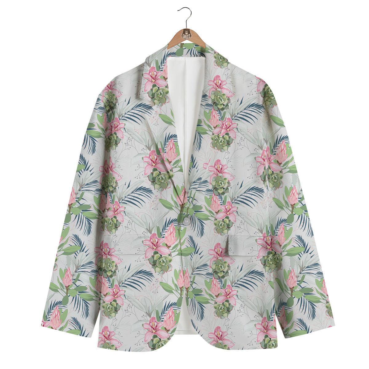 Protea Pink Print Pattern Men's Blazer-grizzshop