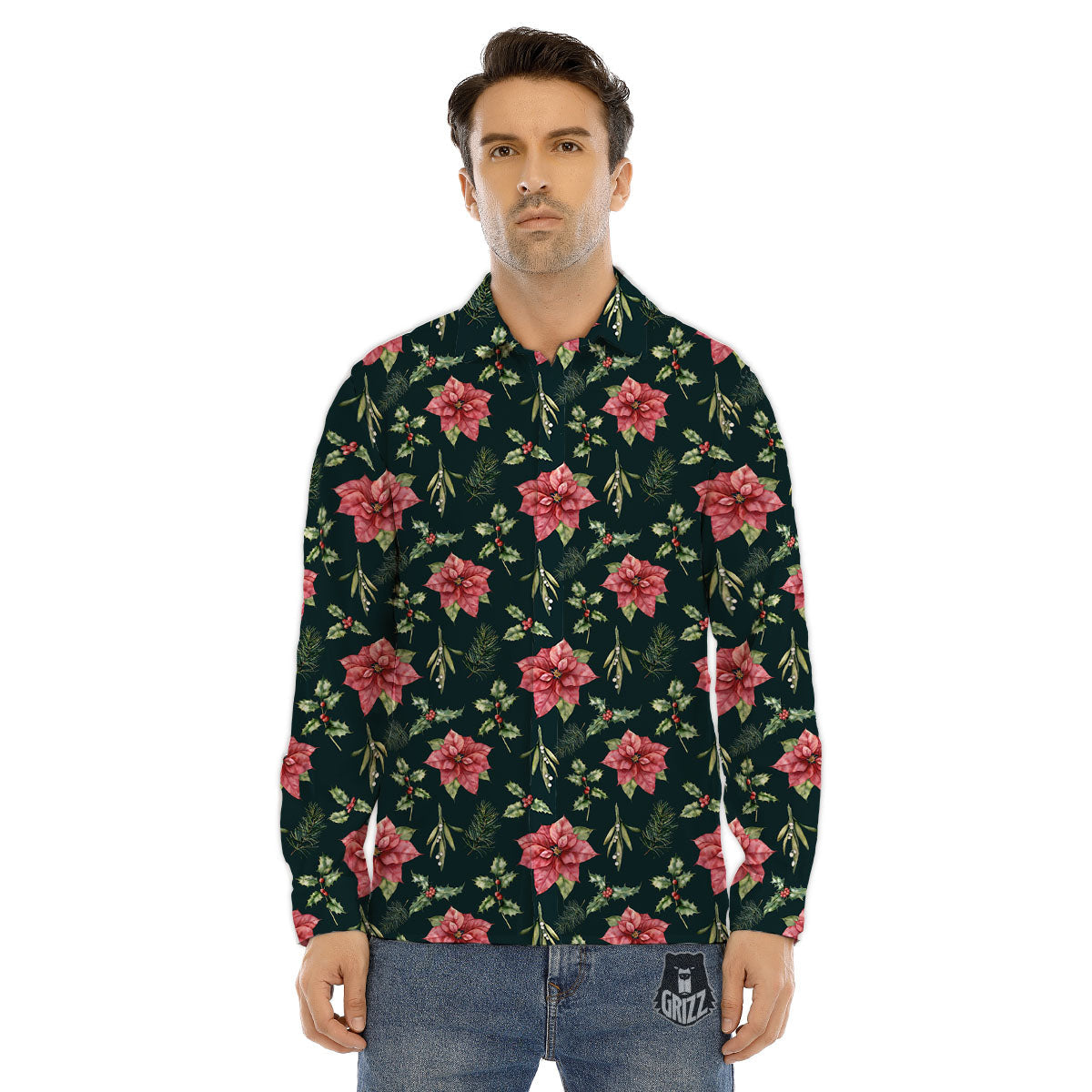 Protea Pink Print Pattern Men's Dress Shirts-grizzshop
