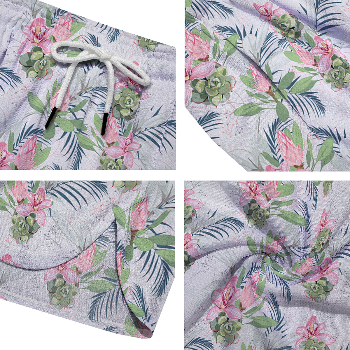 Protea Pink Print Pattern Men's Running Shorts-grizzshop