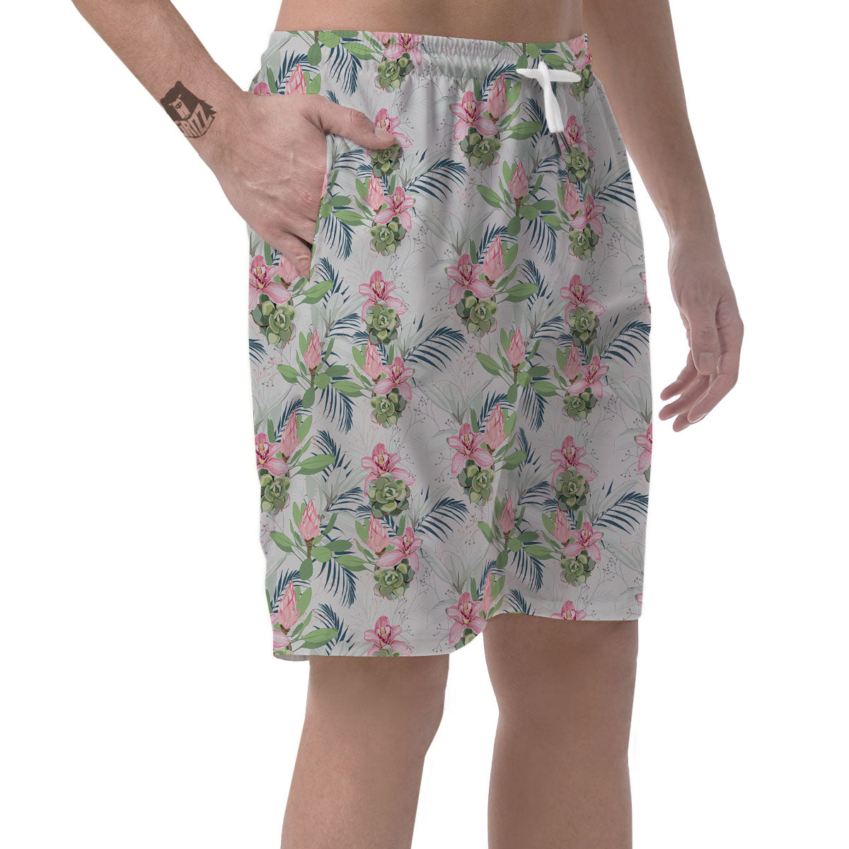 Protea Pink Print Pattern Men's Shorts-grizzshop