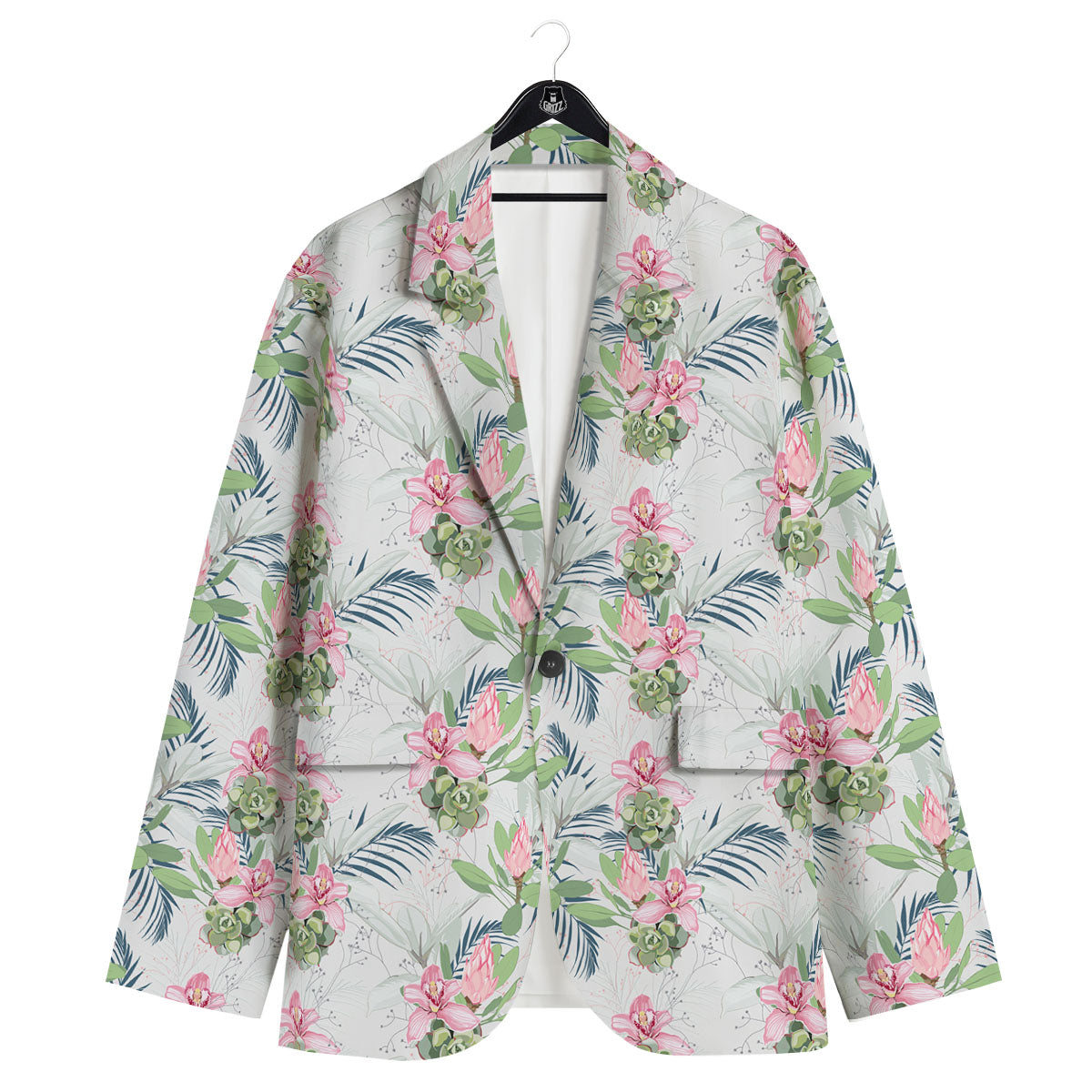 Protea Pink Print Pattern Men's Sport Coat-grizzshop