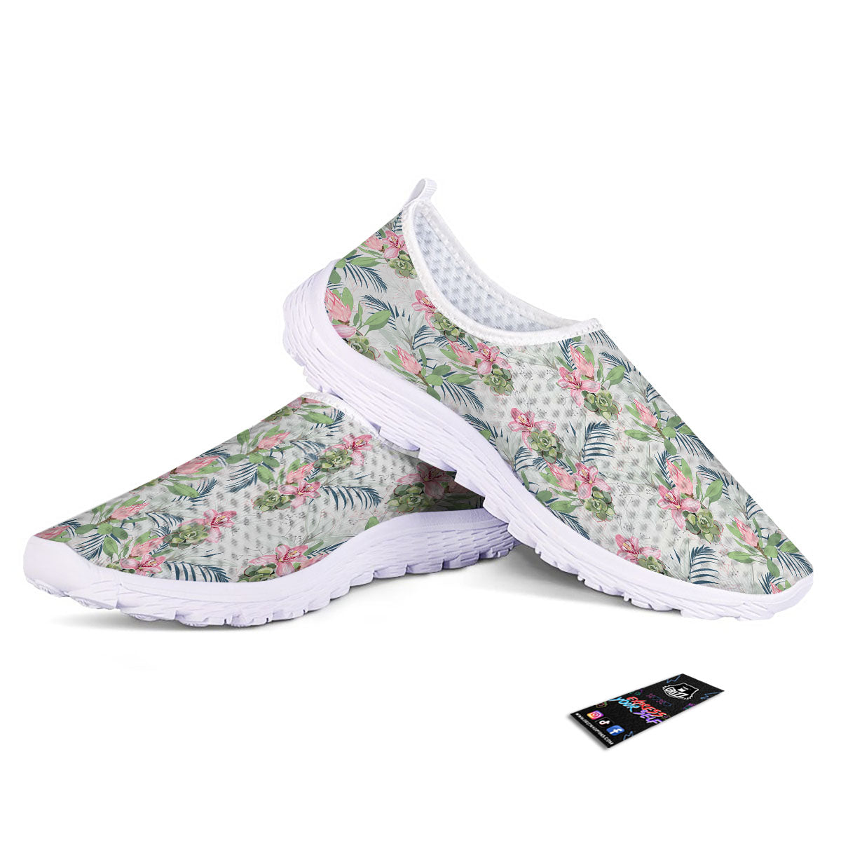 Protea Pink Print Pattern Nurse Shoes-grizzshop