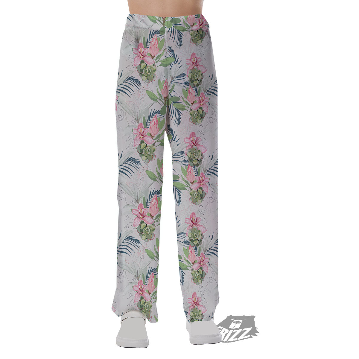 Protea Pink Print Pattern Pajama Pants-grizzshop