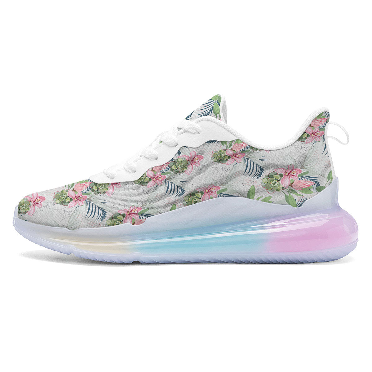Protea Pink Print Pattern Running Sneakers-grizzshop