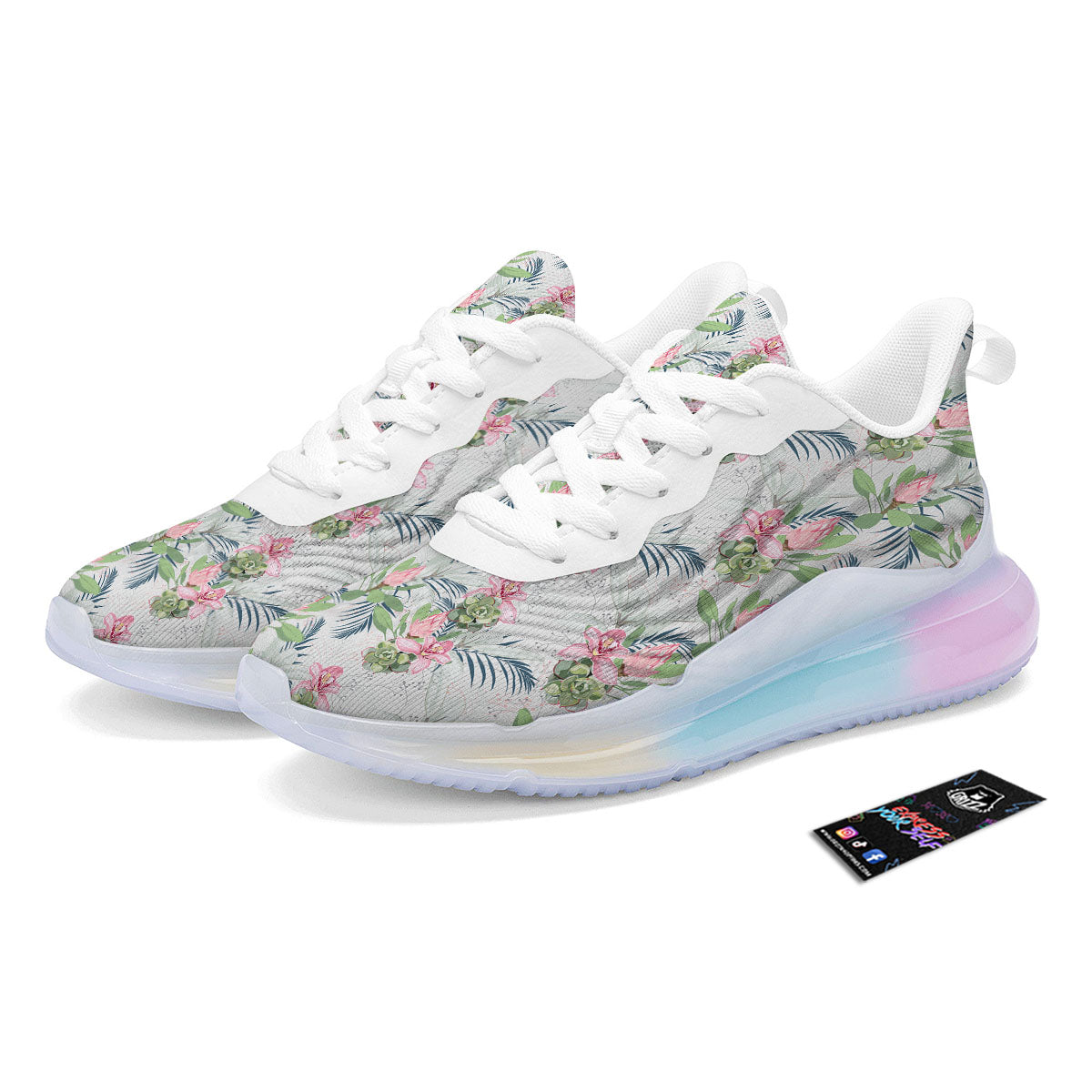 Protea Pink Print Pattern Running Sneakers-grizzshop