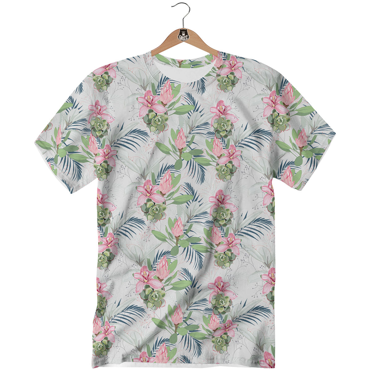 Protea Pink Print Pattern T-Shirt-grizzshop
