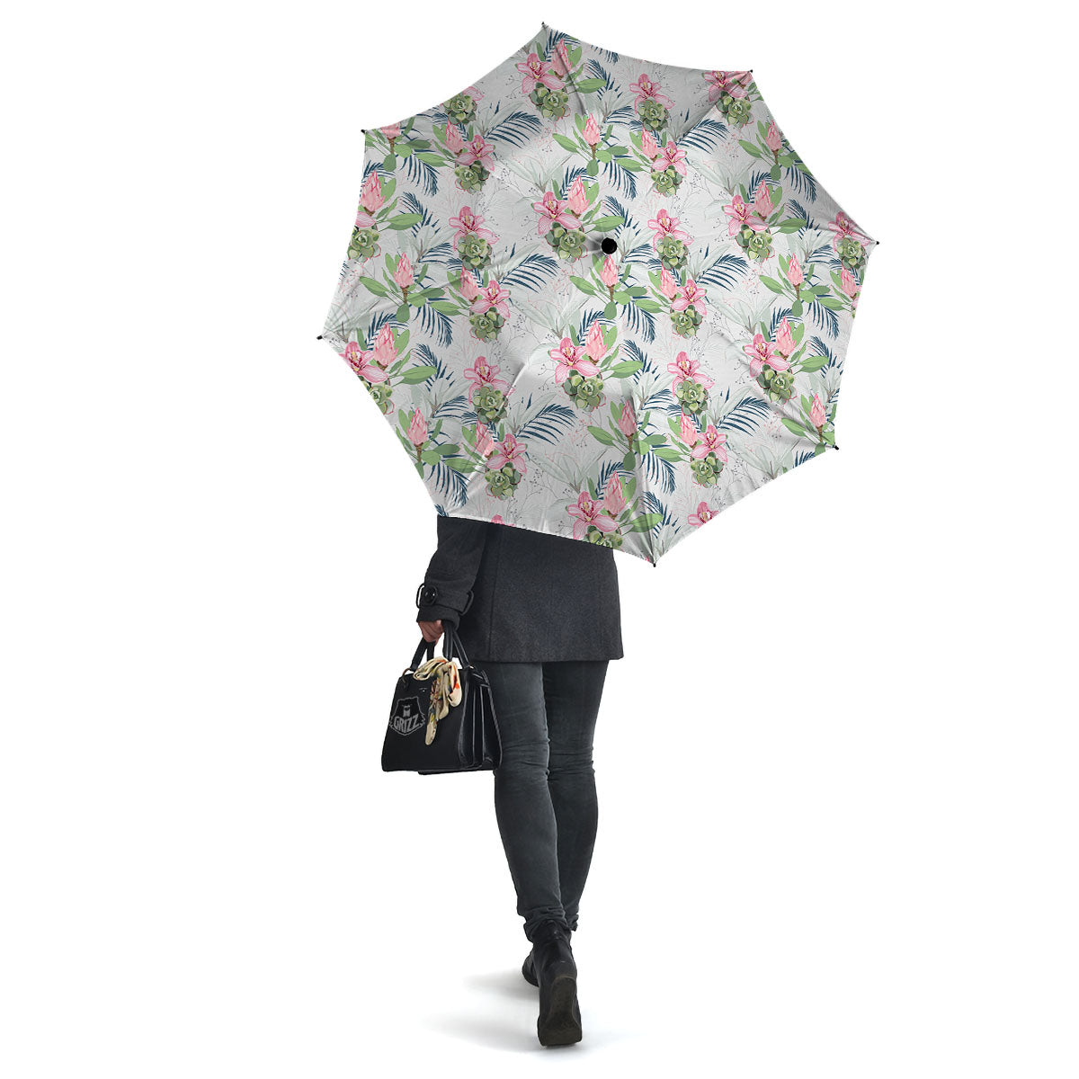 Protea Pink Print Pattern Umbrella-grizzshop