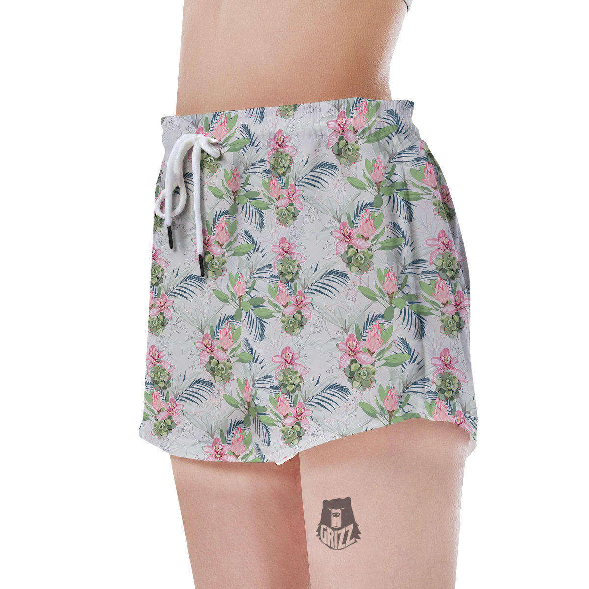 Protea Pink Print Pattern Women's Shorts-grizzshop