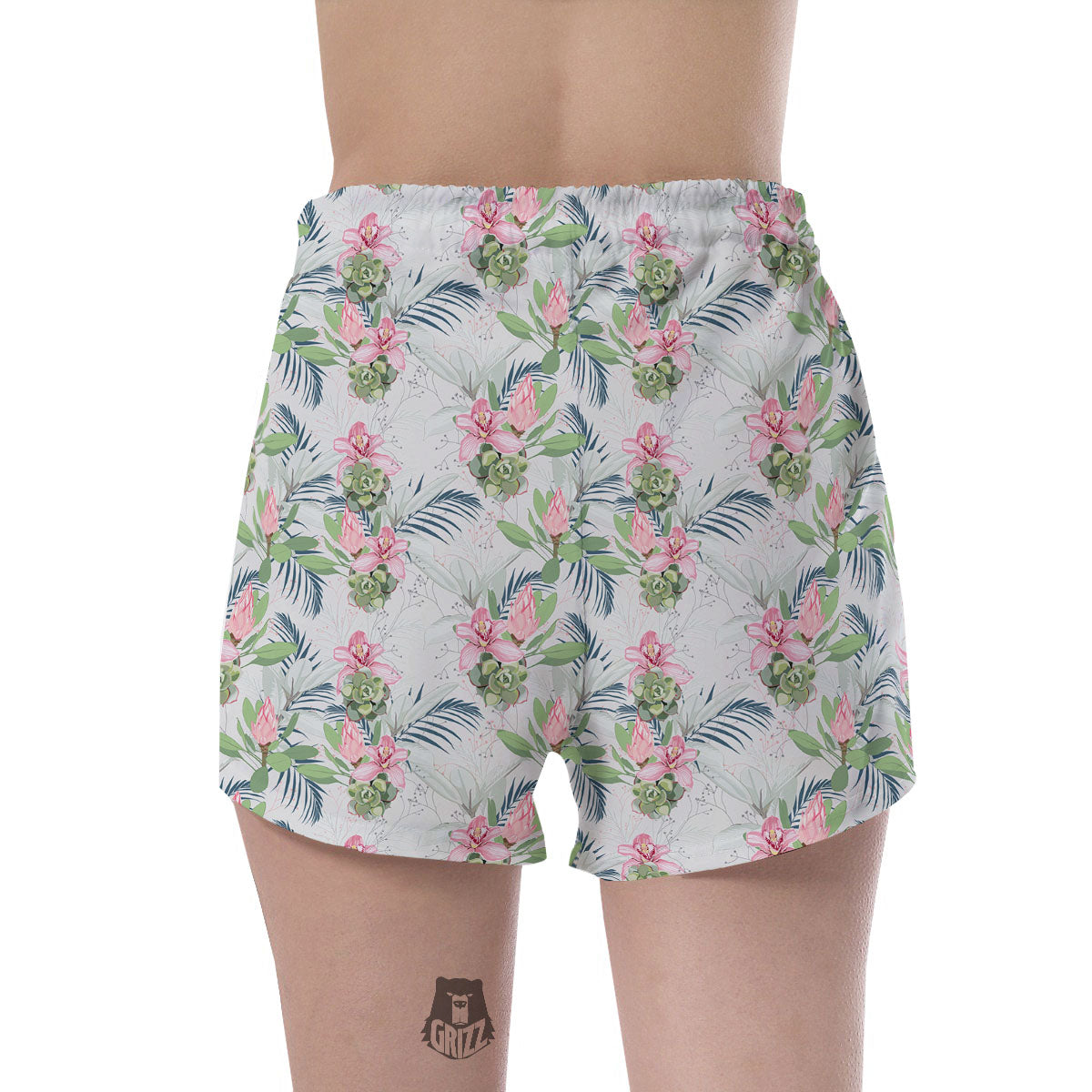 Protea Pink Print Pattern Women's Shorts-grizzshop