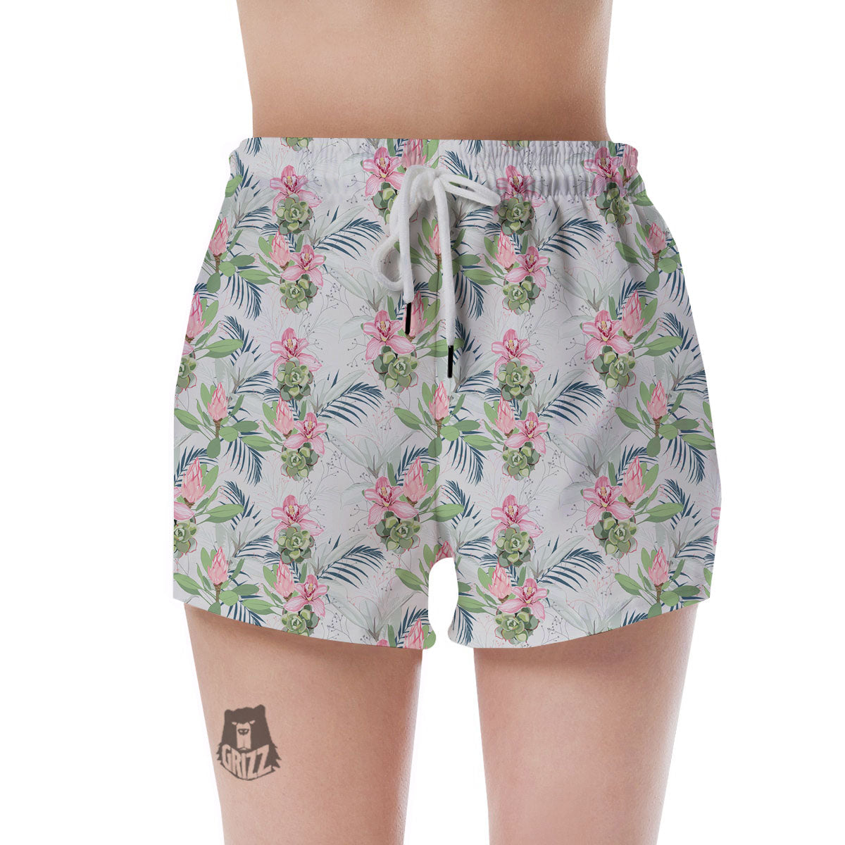 Protea Pink Print Pattern Women's Shorts-grizzshop