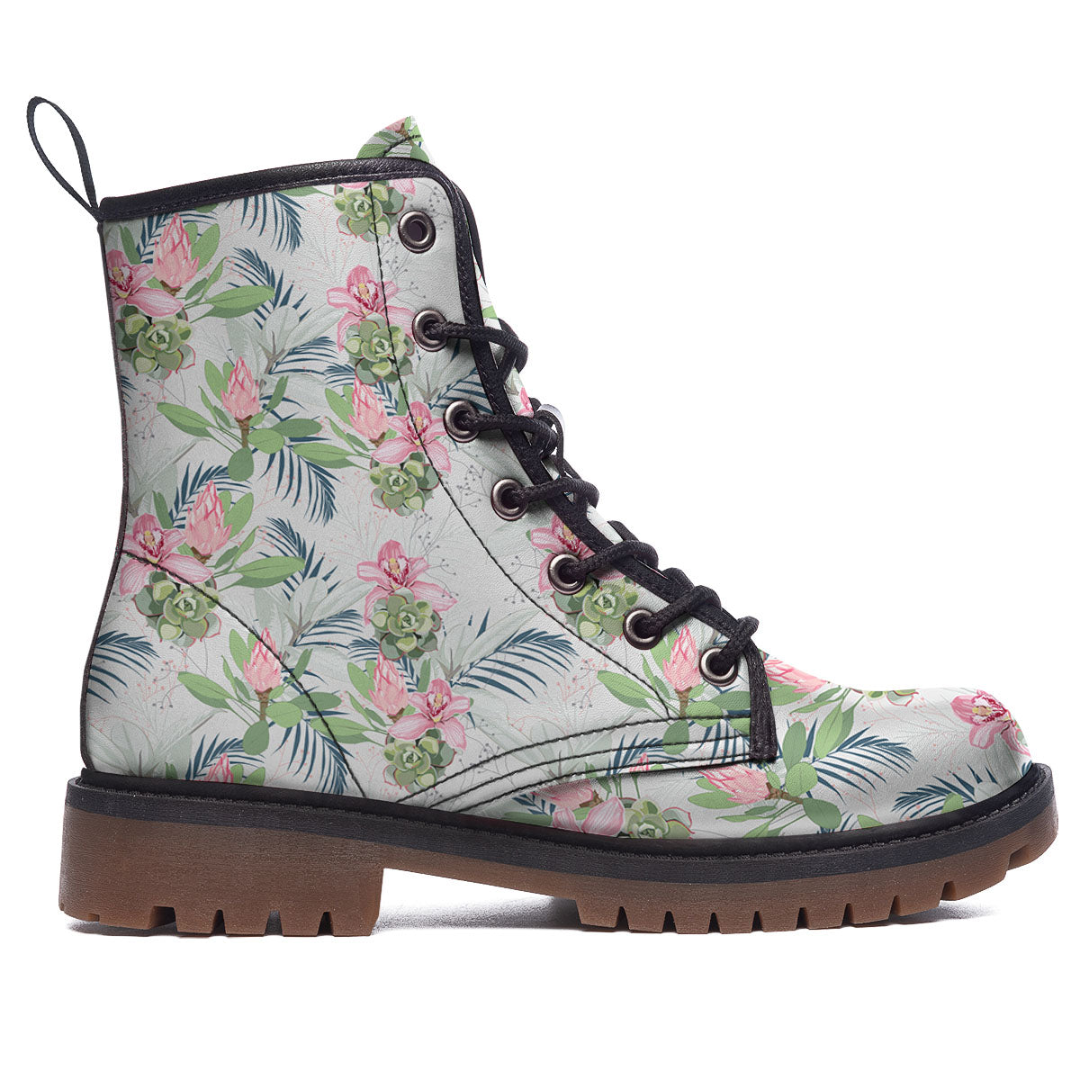 Protea Pink Print Pattern Work Boots-grizzshop
