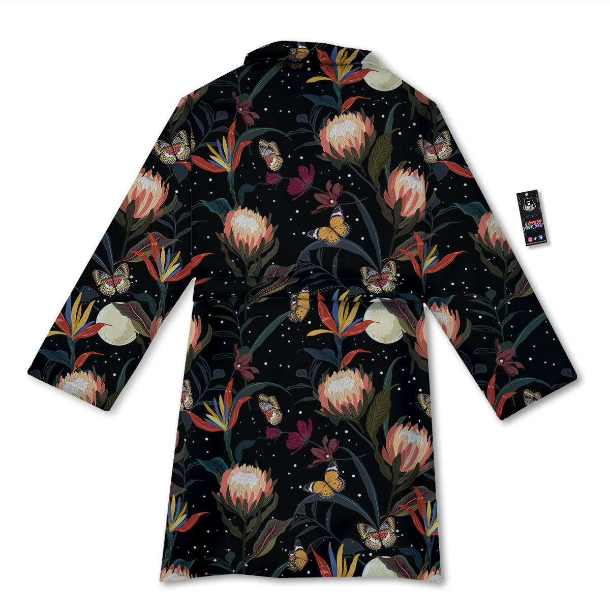 Protea Watercolor Print Pattern Bathrobe-grizzshop