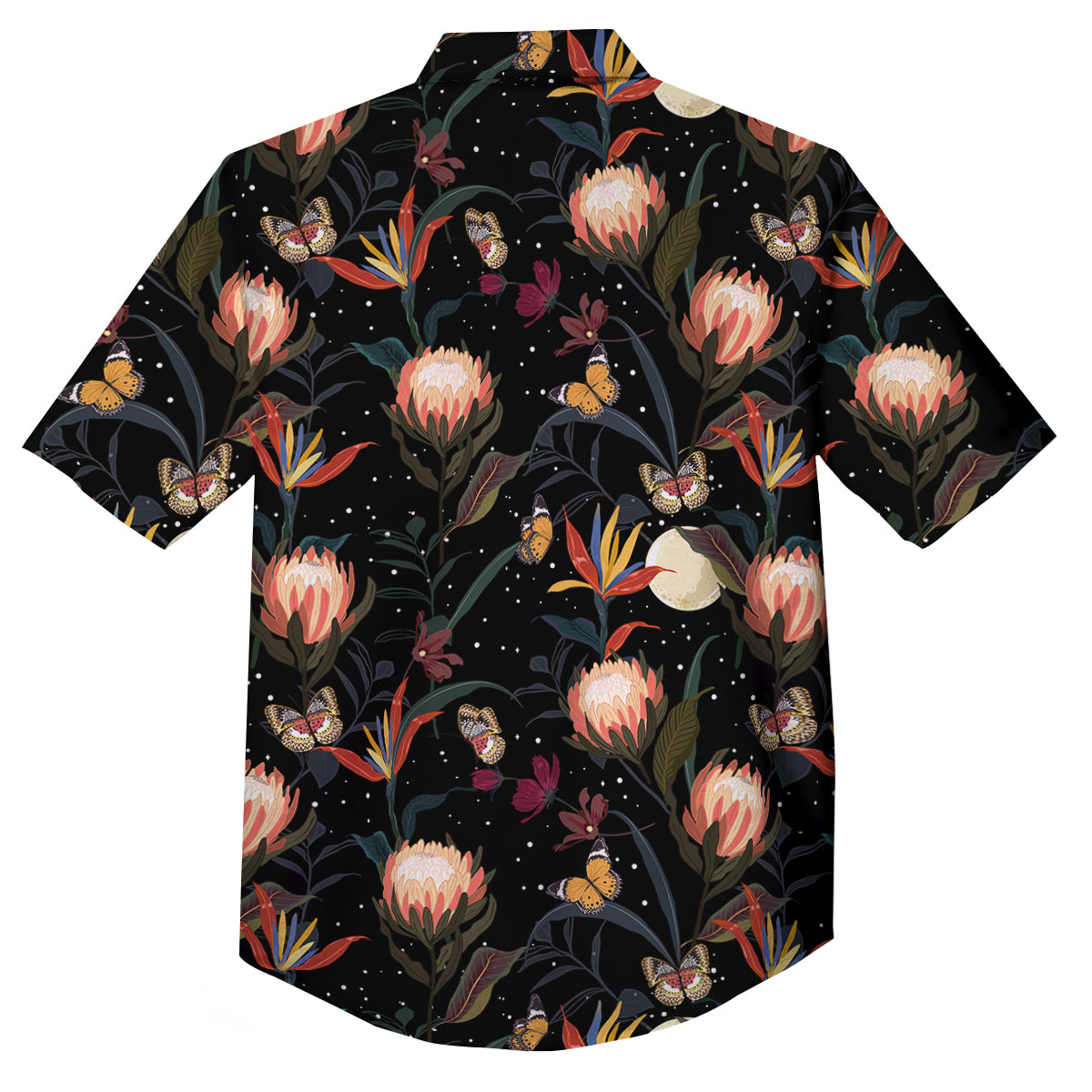 Protea Watercolor Print Pattern Button Up Shirt-grizzshop