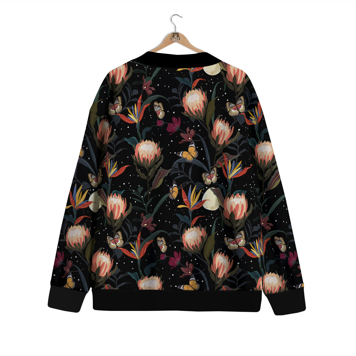 Protea Watercolor Print Pattern Cardigan-grizzshop