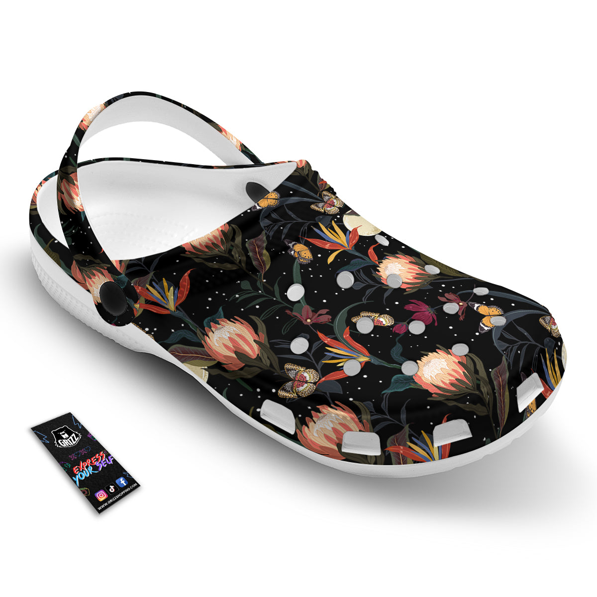 Protea Watercolor Print Pattern Clog-grizzshop