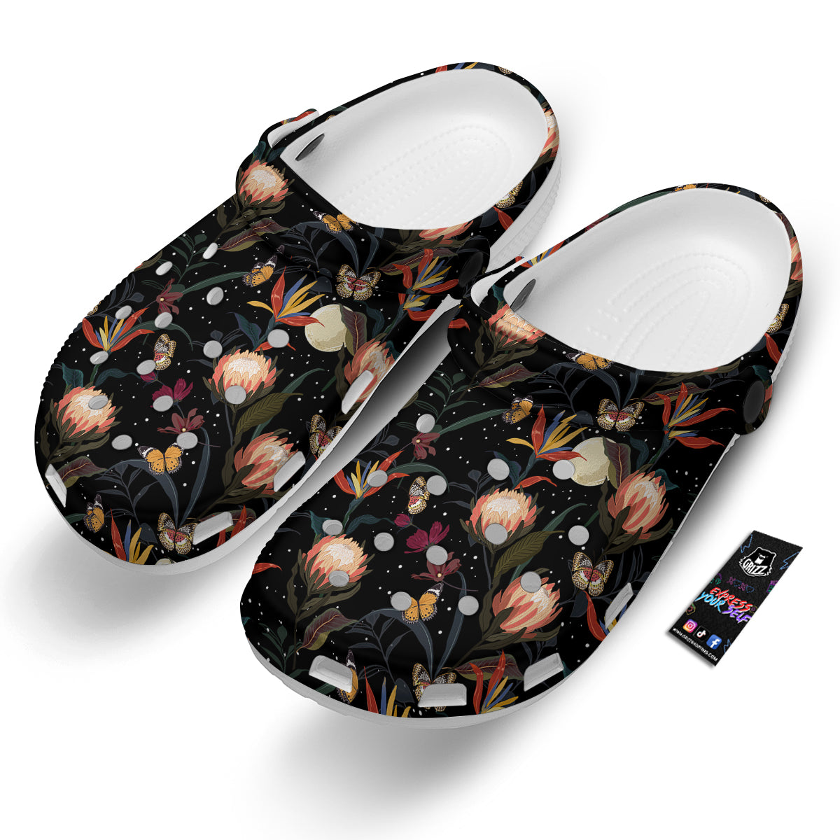 Protea Watercolor Print Pattern Clog-grizzshop