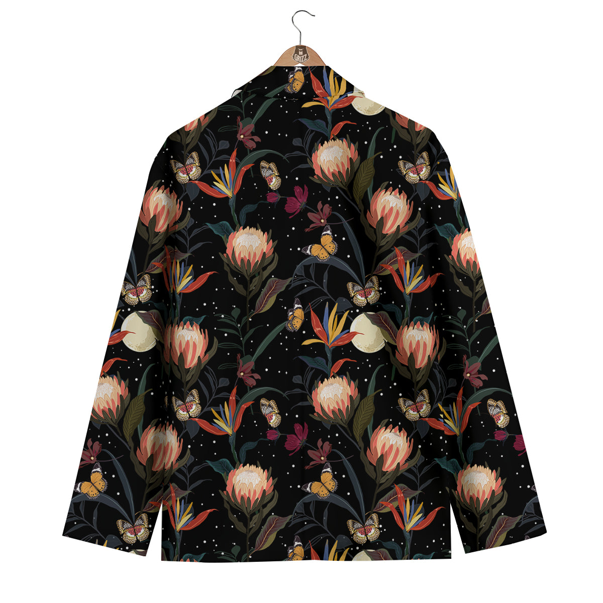 Protea Watercolor Print Pattern Men's Blazer-grizzshop
