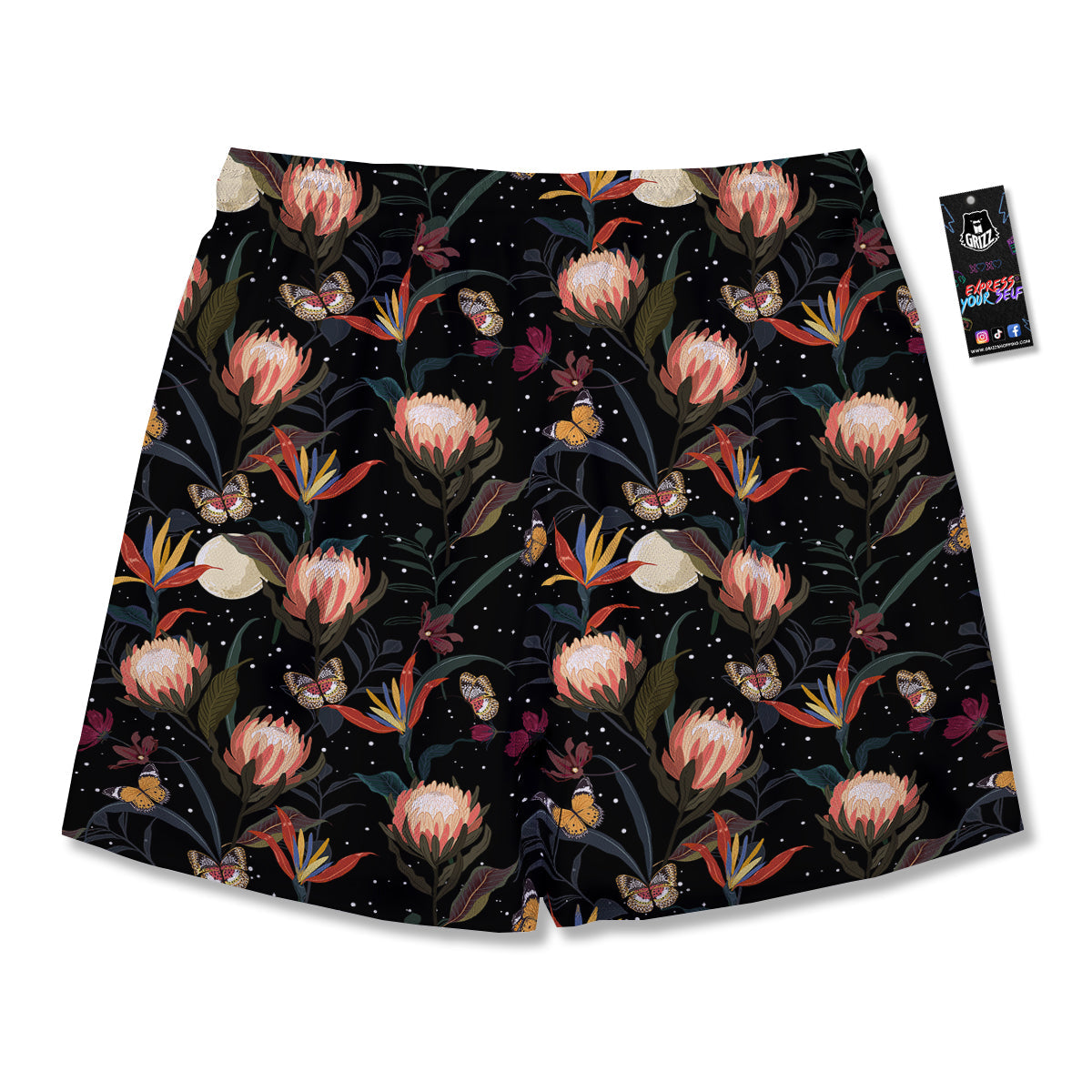 Protea Watercolor Print Pattern Men's Running Shorts-grizzshop