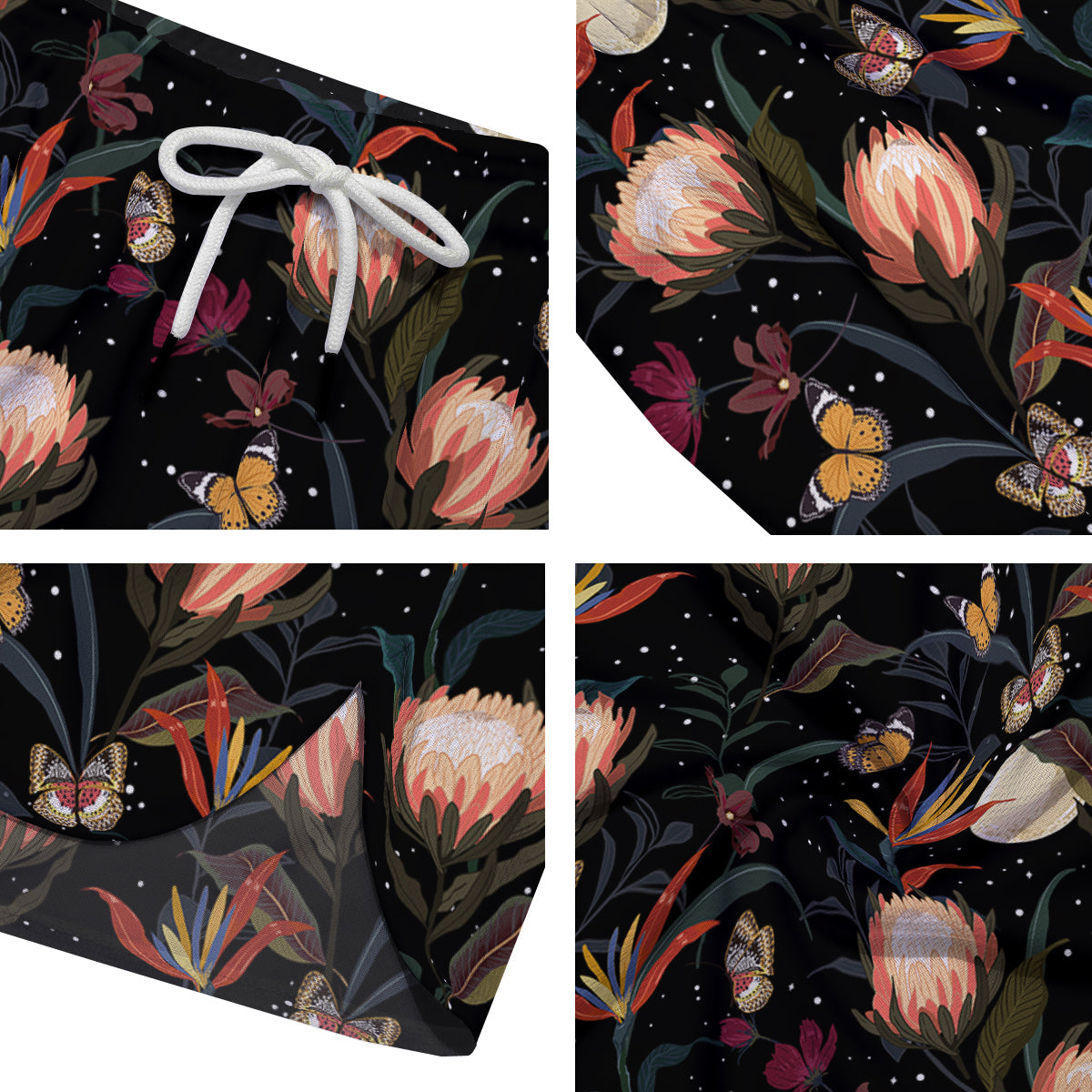 Protea Watercolor Print Pattern Men's Running Shorts-grizzshop