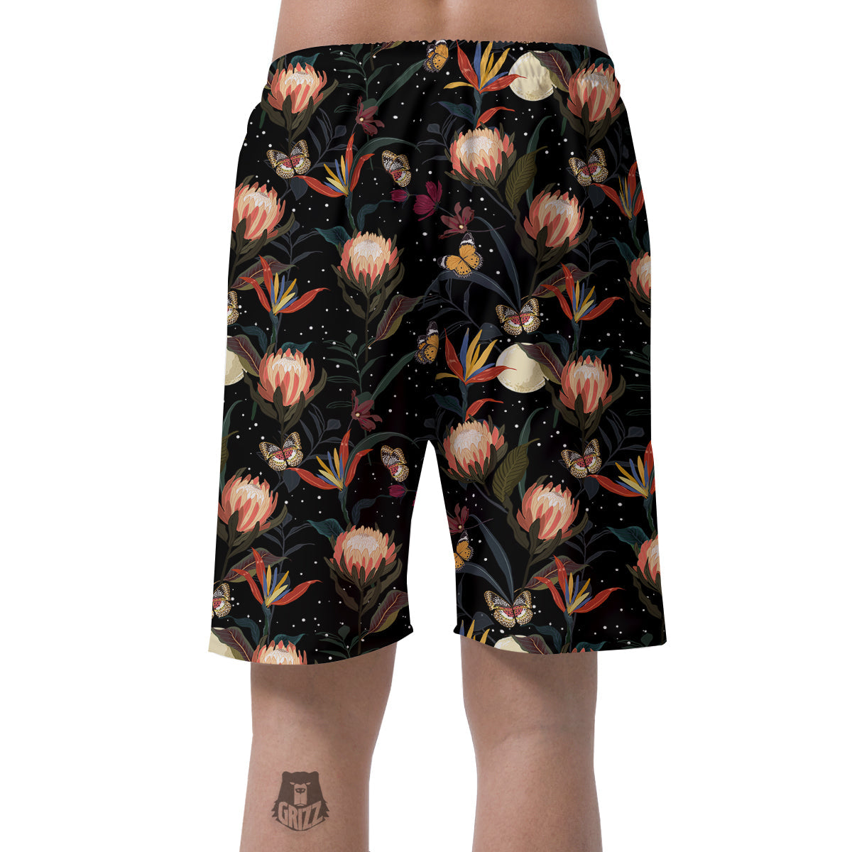 Protea Watercolor Print Pattern Men's Shorts-grizzshop