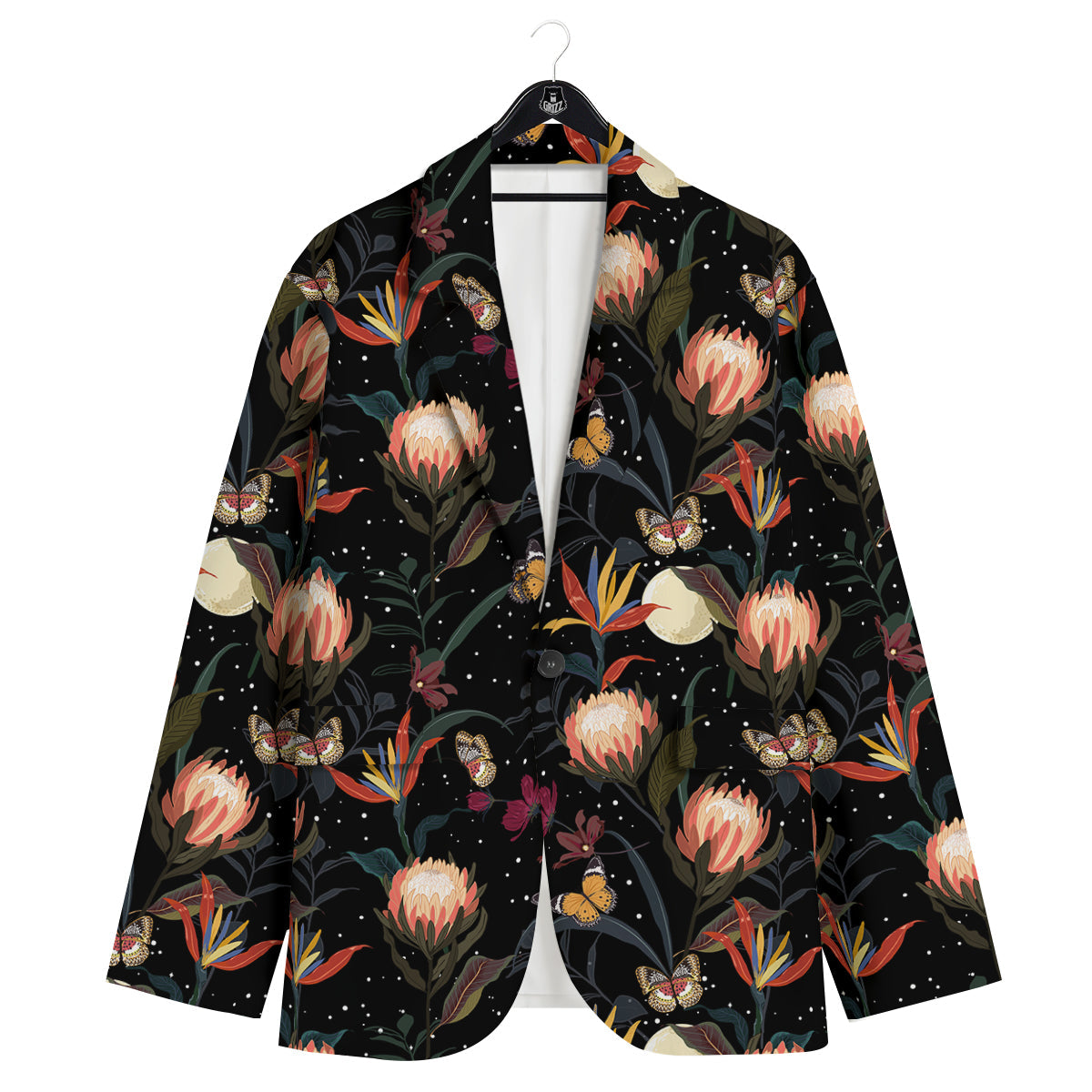 Protea Watercolor Print Pattern Men's Sport Coat-grizzshop