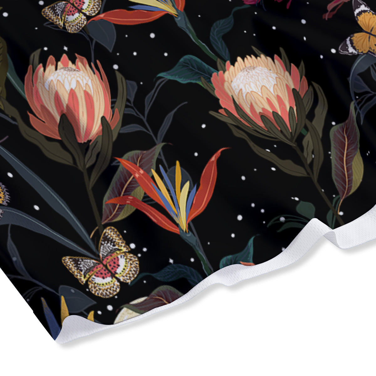 Protea Watercolor Print Pattern Mesh Shorts