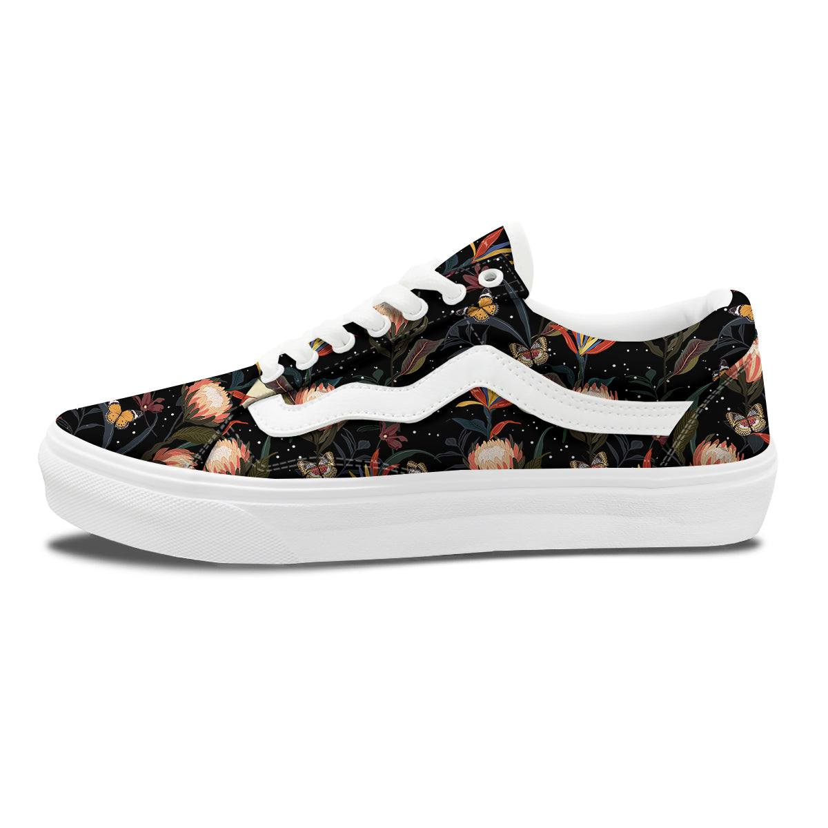 Protea Watercolor Print Pattern Skate Shoes-grizzshop