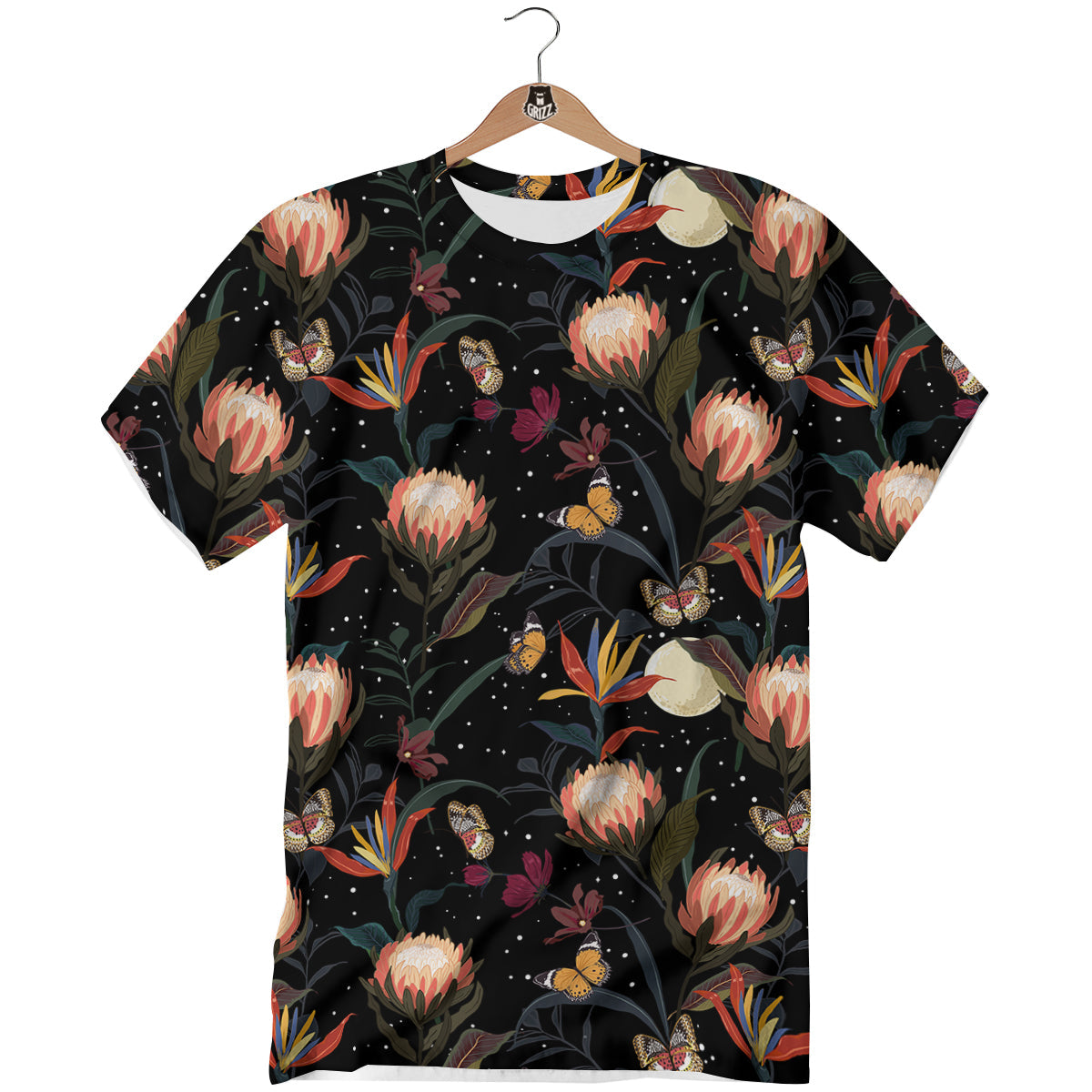 Protea Watercolor Print Pattern T-Shirt-grizzshop