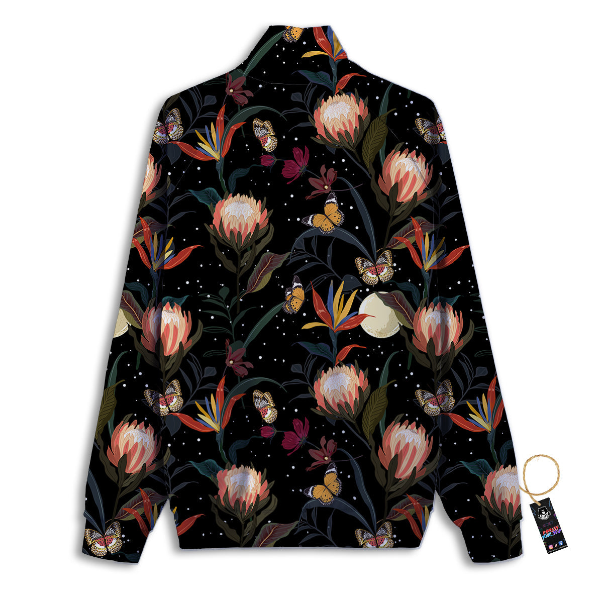 Protea Watercolor Print Pattern Track Jacket-grizzshop