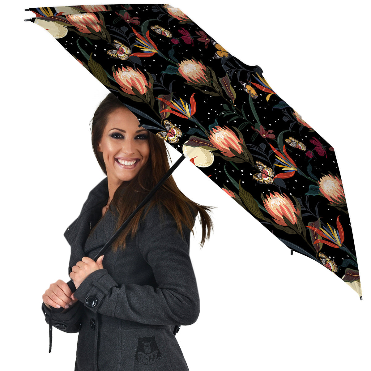 Protea Watercolor Print Pattern Umbrella-grizzshop