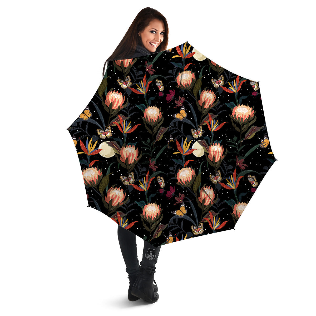 Protea Watercolor Print Pattern Umbrella-grizzshop