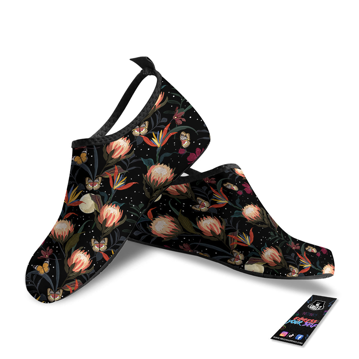 Protea Watercolor Print Pattern Water Shoes-grizzshop
