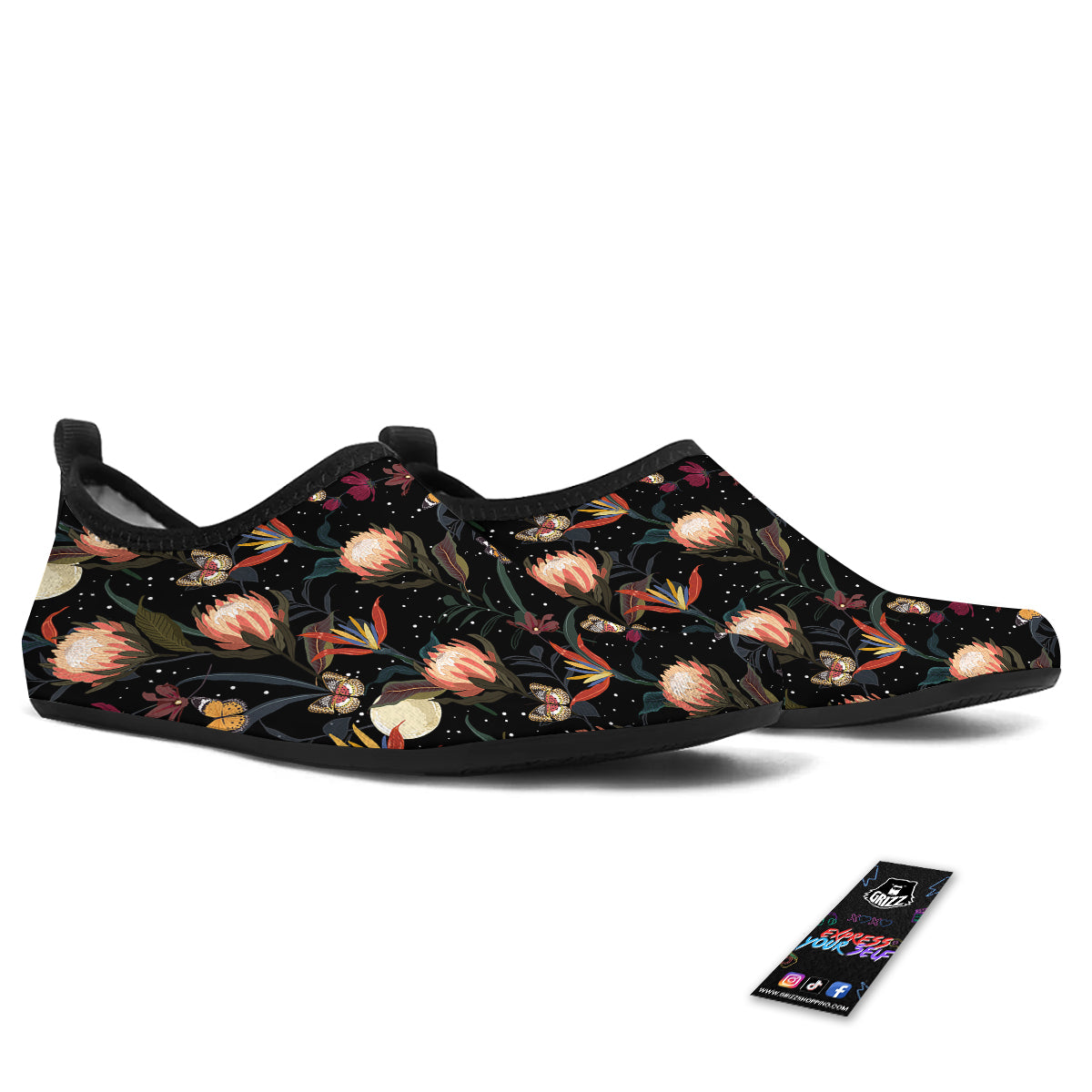 Protea Watercolor Print Pattern Water Shoes-grizzshop