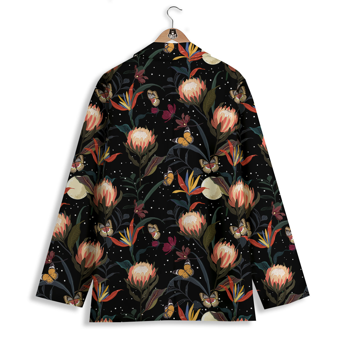 Protea Watercolor Print Pattern Women's Blazer-grizzshop