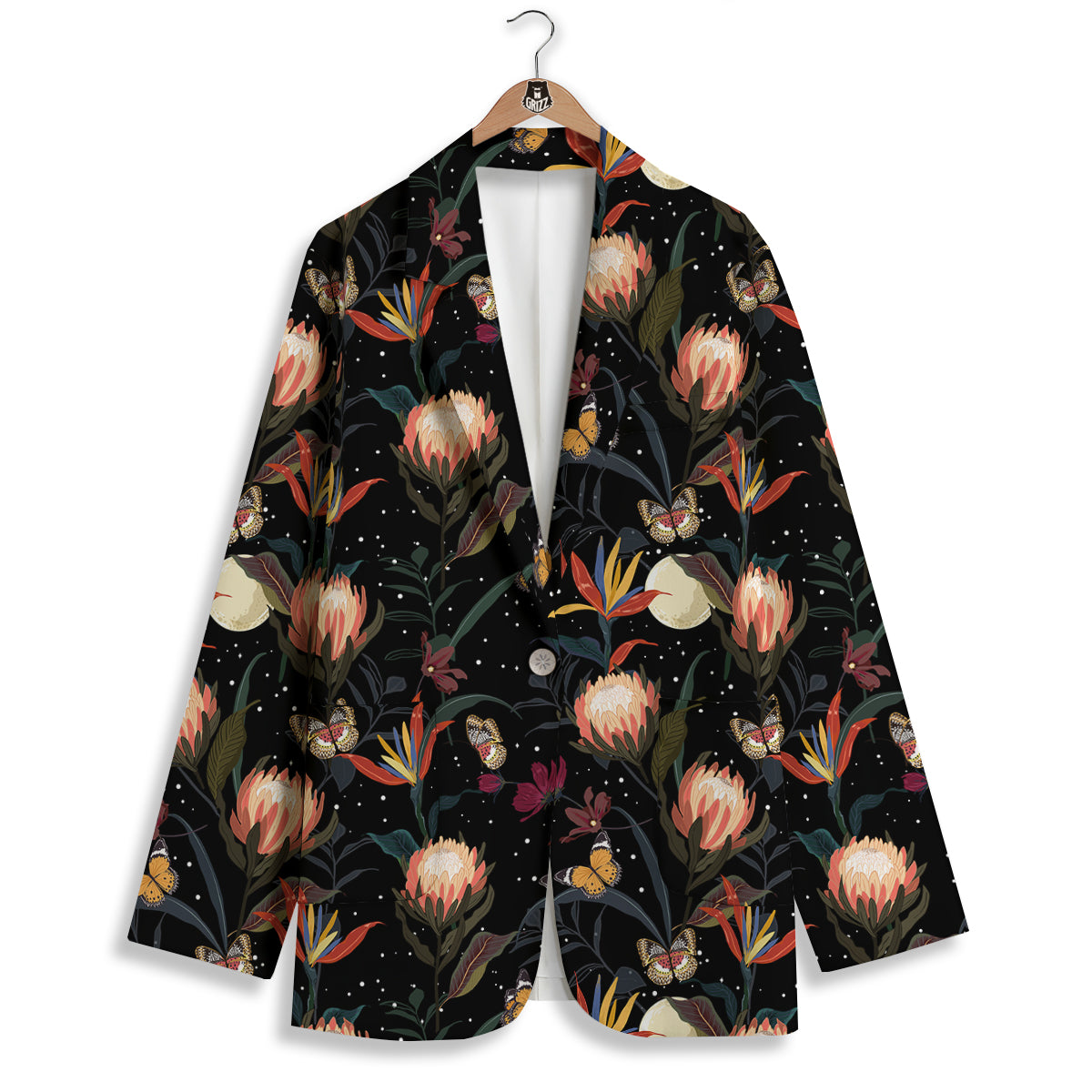Protea Watercolor Print Pattern Women's Blazer-grizzshop