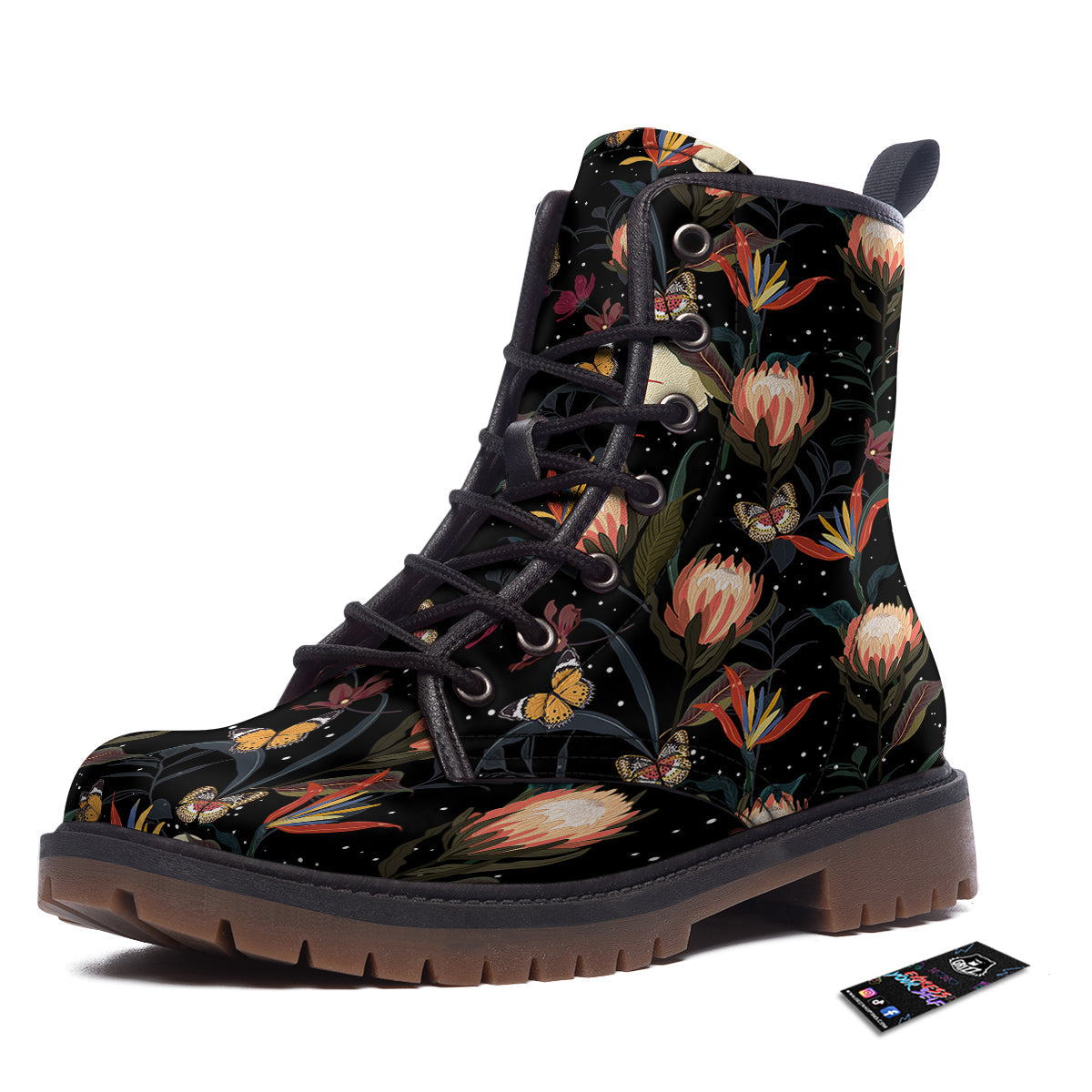 Protea Watercolor Print Pattern Work Boots-grizzshop