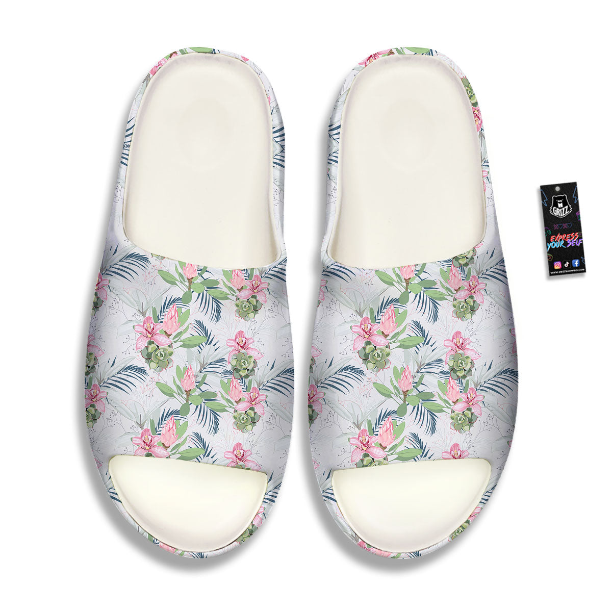 Protea Pink Print Pattern Sandals-grizzshop