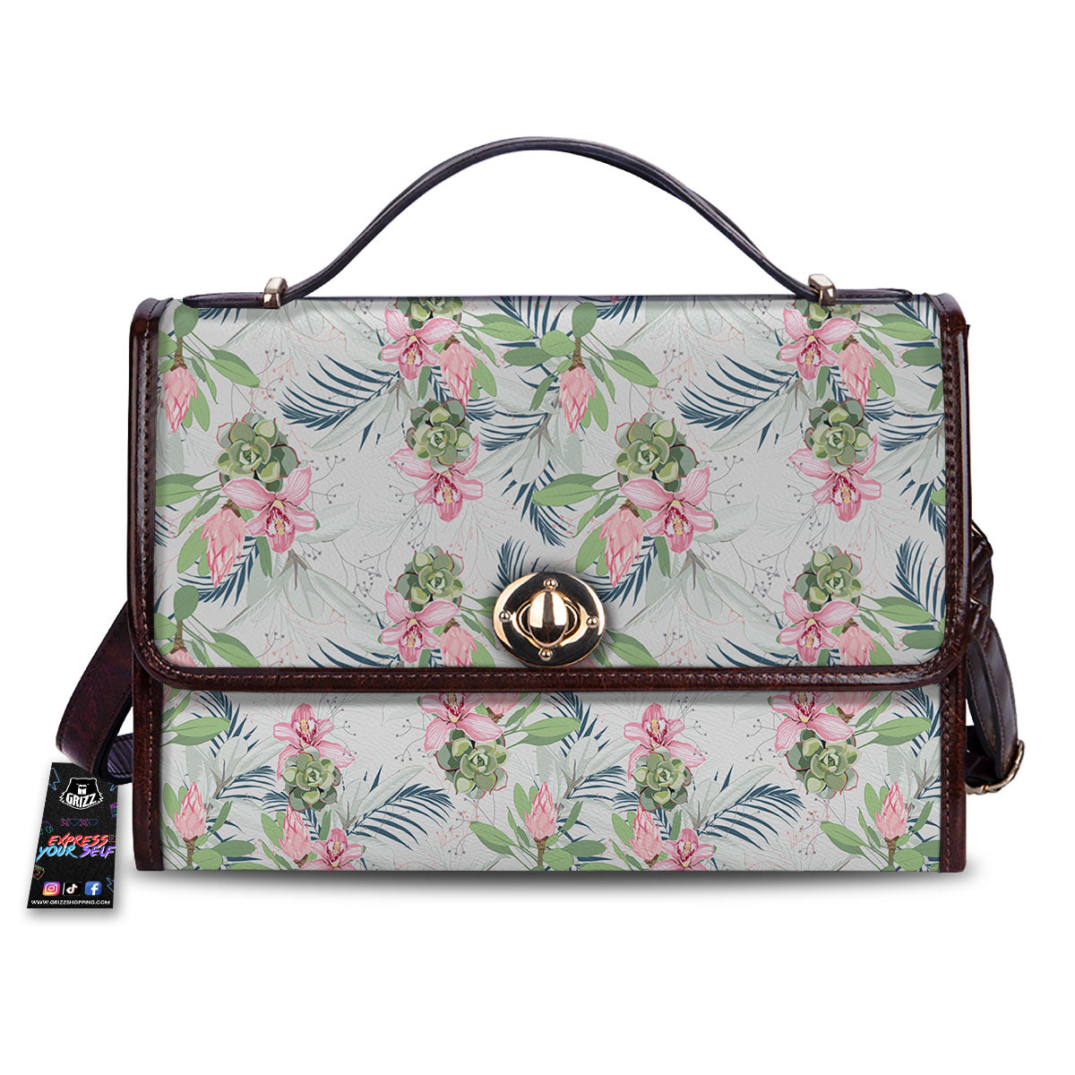 Protea Pink Print Pattern Women's Satchel Bag