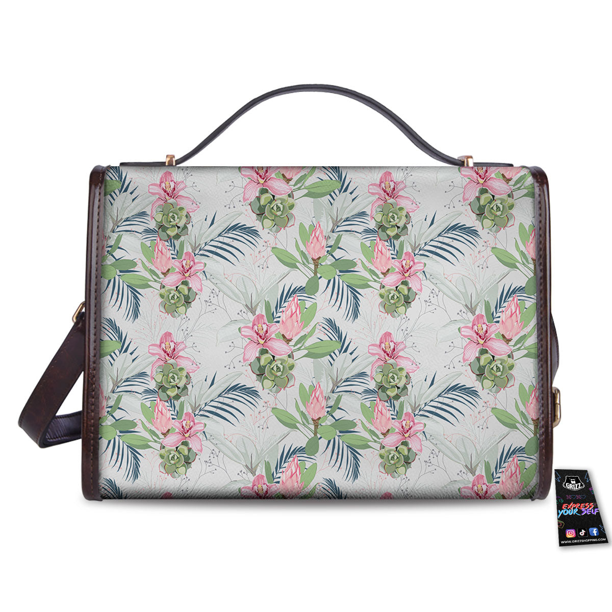 Protea Pink Print Pattern Women's Satchel Bag